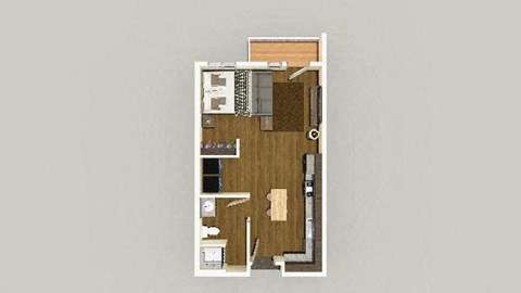 Floor plan for studio, 1 bath, 498 sqft